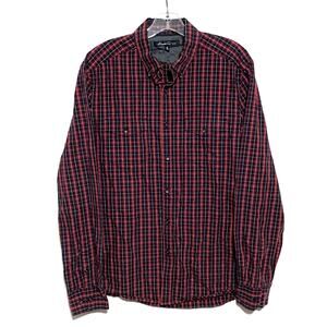 Kenneth Cole Plaid Pocket Button Down Shirt Men M Business Casual Preppy Classic
